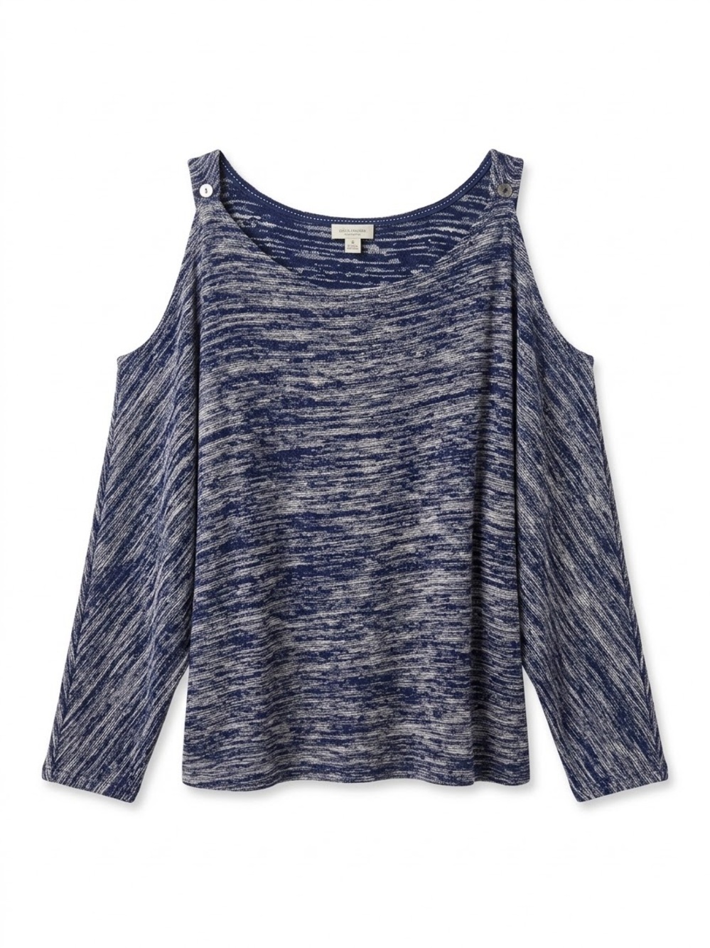 Anthropologie Navy Heather Cold-Shoulder Pullover